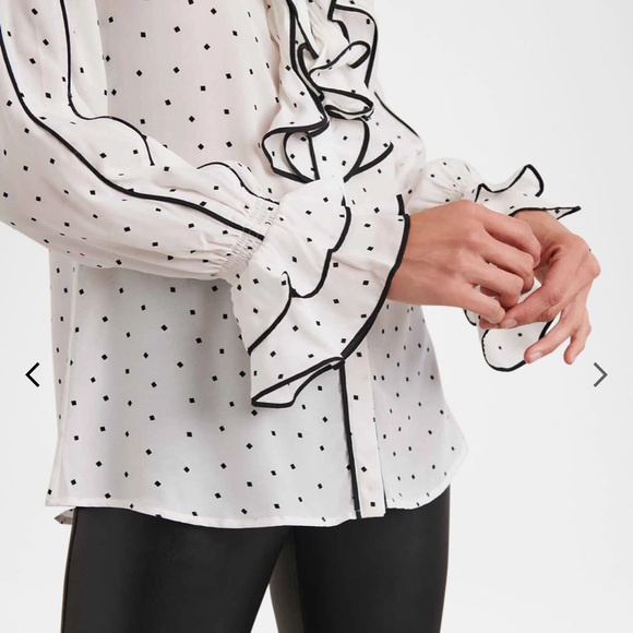 Anne Fontaine Jane Geometric polka dot Print Ruffle sz44 - Picture 4 of 8